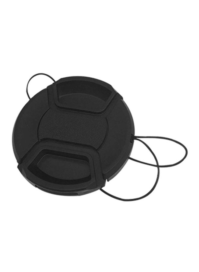 Protective Lens Cap With Rope For SLR Camera Black