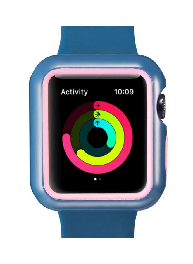 Protective Bumper Case Cover For Apple Watch Series 3 38mm Blue/Pink