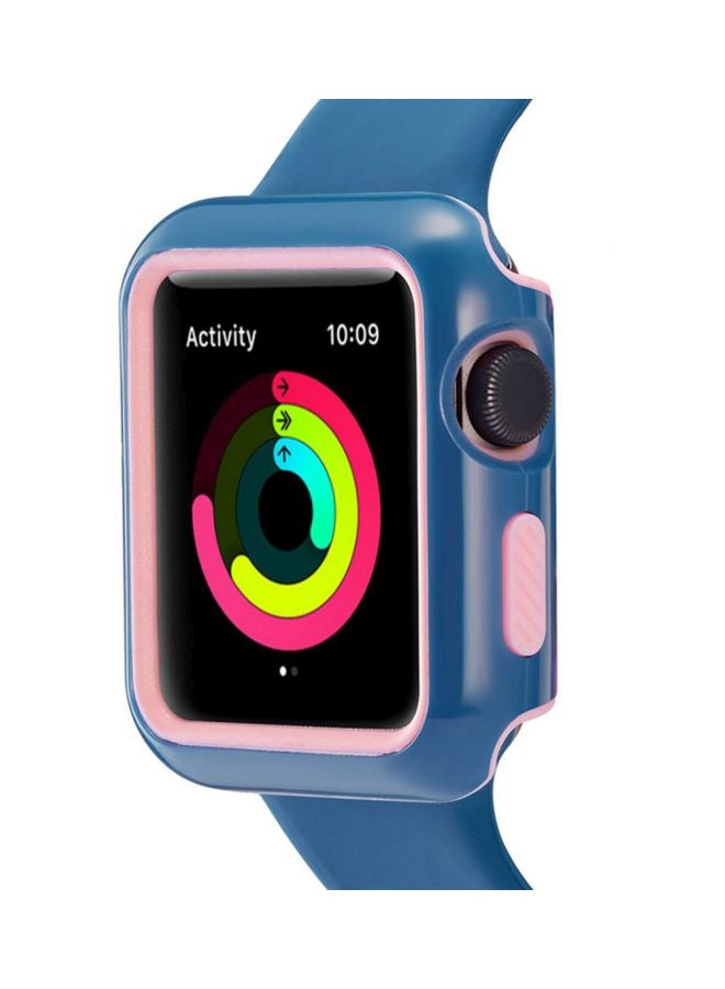 Protective Bumper Case Cover For Apple Watch Series 3 38mm Blue/Pink