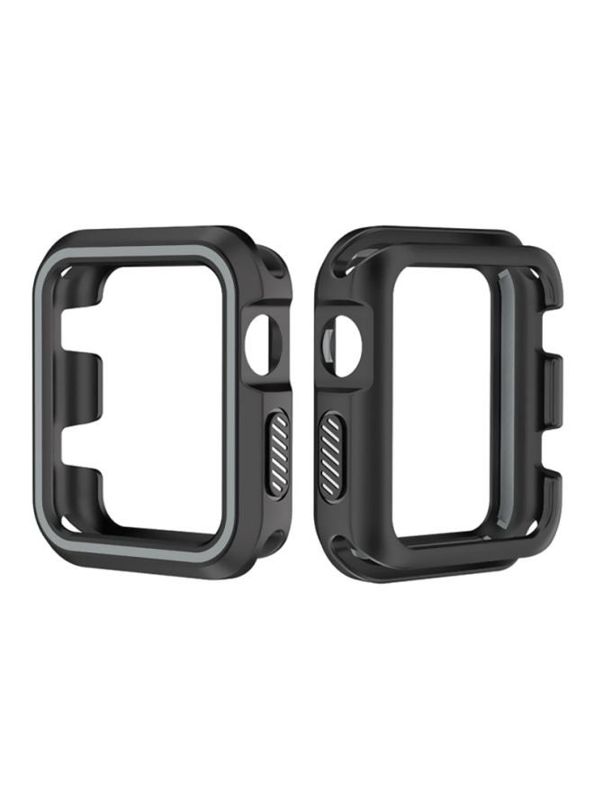 Rugged Armor Bumper Protective Case Cover For Apple Watch Series 1/2/3 38mm Black/Grey