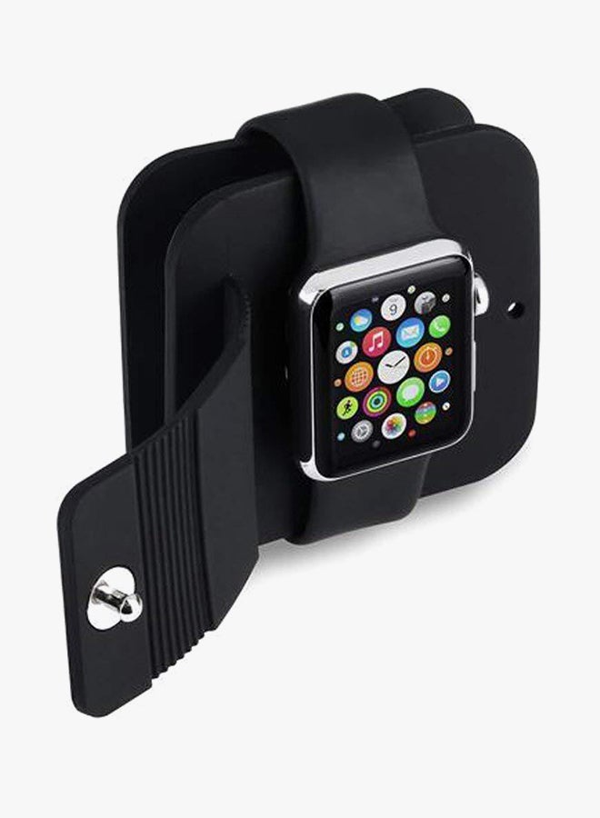 Charging Case Soft Silicone Charger Wallet For Apple Watch 38 & 42mm Black