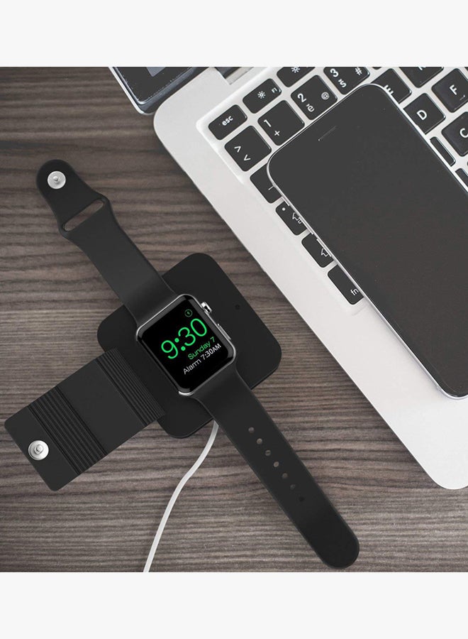 Charging Case Soft Silicone Charger Wallet For Apple Watch 38 & 42mm Black