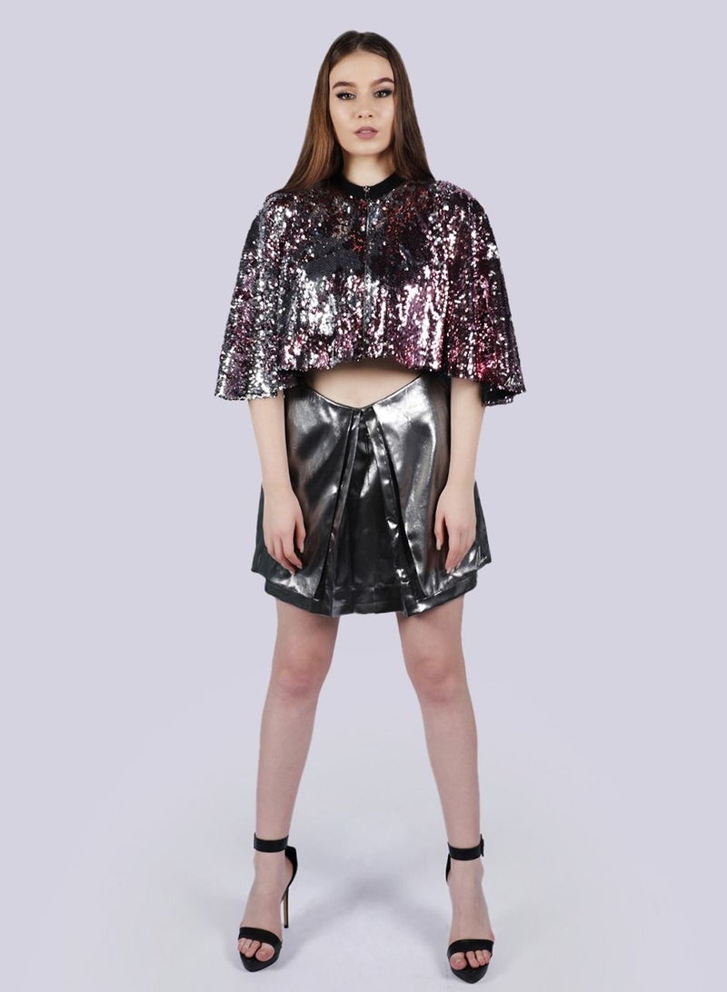 Grace - Flared Cape Sequins Top