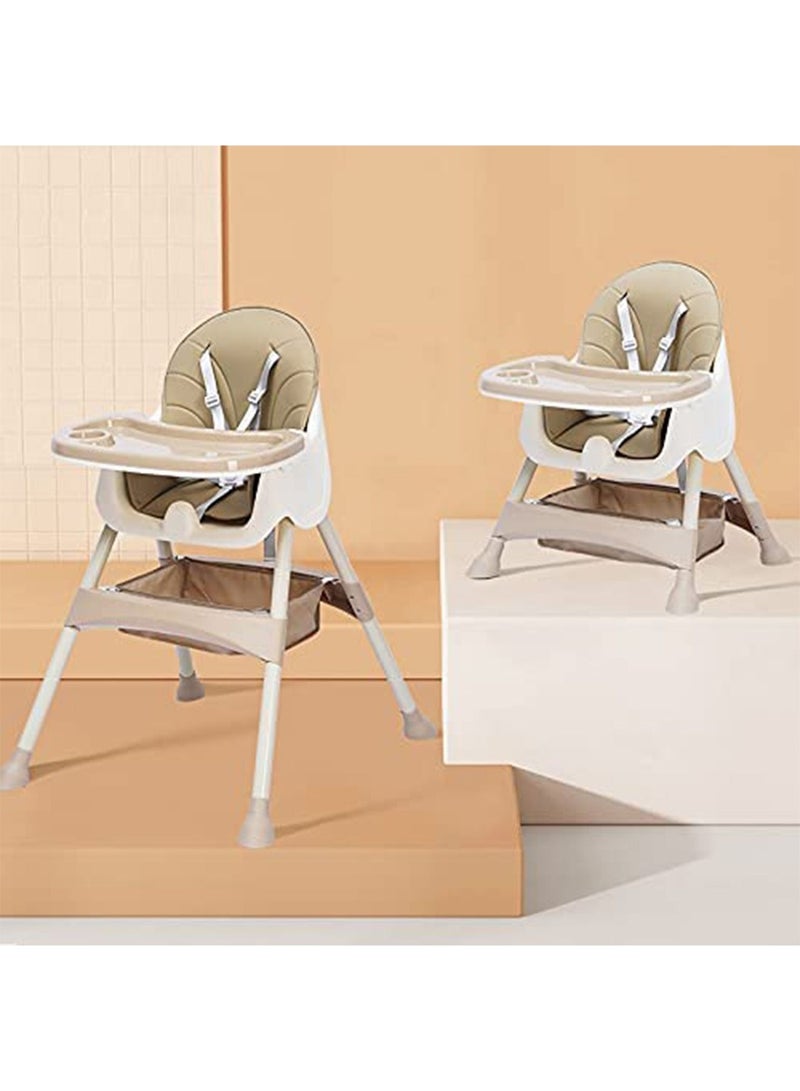 Adjustable Baby High Chair for Dinning 3 in 1 Rest chair and Playing Toys(Beige)