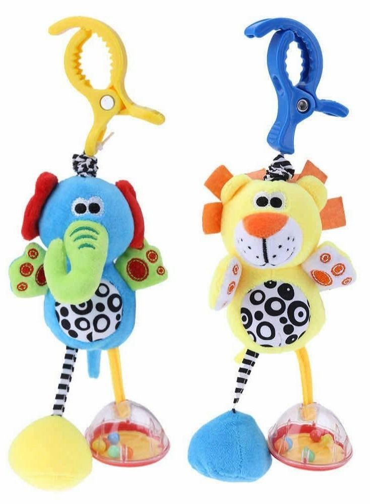 Baby Toys Hanging Rattle Toys for Babies Soft Plush Stuffed Animal Rattles Stroller Accessory for Infant Car Bed Crib Babies Boys and Girls 3 6 9 12 Months