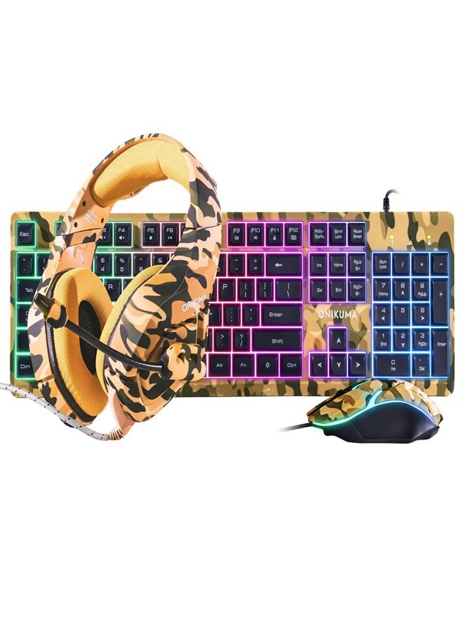 3-in-1 Gaming Combo Wired Keyboard And Mouse With Headphone