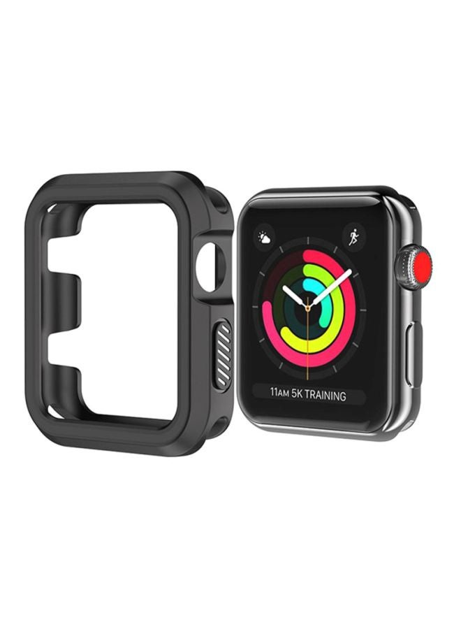 Rugged Armor Bumper Protective Case Cover For Apple Watch Series 1/2/3 42mm Black