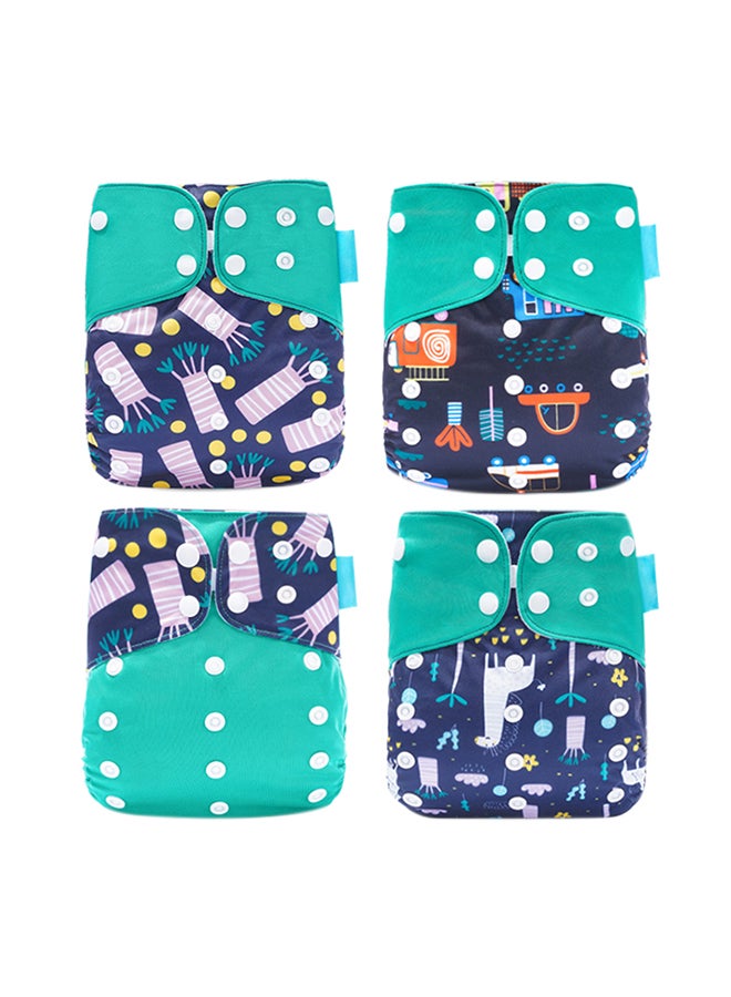 4-Piece Washable Reusable Stretchable Baby Cloth Pocket Diapers Set