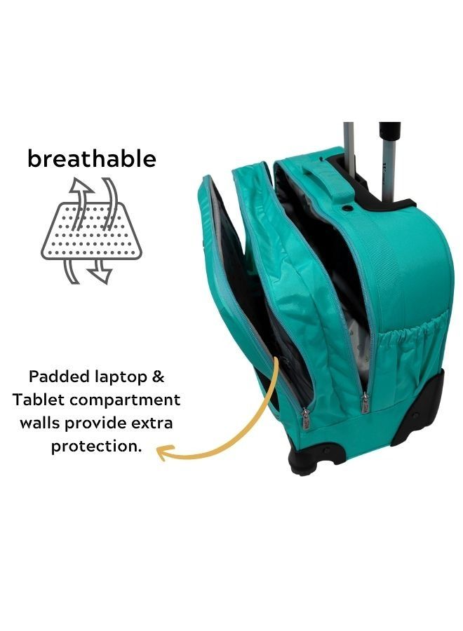 Wires 4-Wheeled Kids Trolley School Bag with Lunch Bag + Pencil Case New Collection W24177 (Dimensions: 46x32x22cm)-Teal