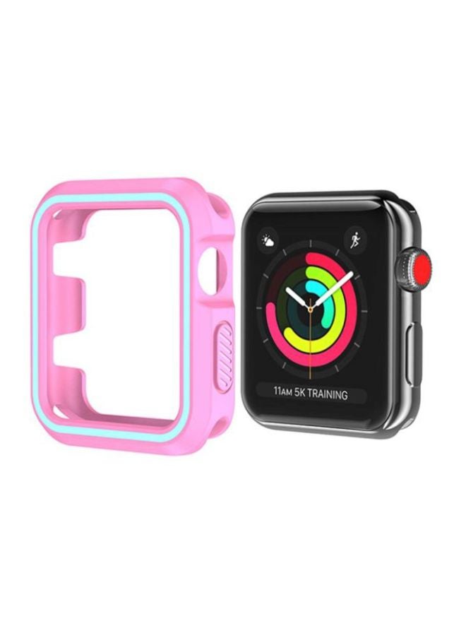 Rugged Armor Bumper Protective Case Cover For Apple Watch Series 1/2/3 42mm Pink/Blue