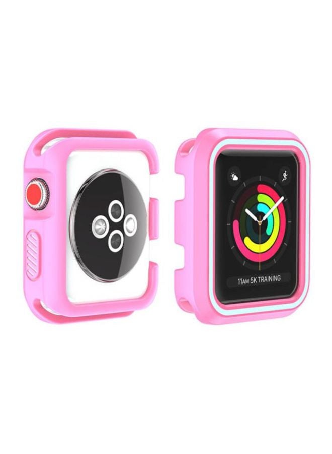 Rugged Armor Bumper Protective Case Cover For Apple Watch Series 1/2/3 42mm Pink/Blue