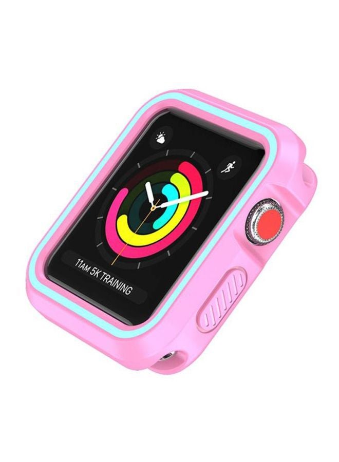 Rugged Armor Bumper Protective Case Cover For Apple Watch Series 1/2/3 42mm Pink/Blue