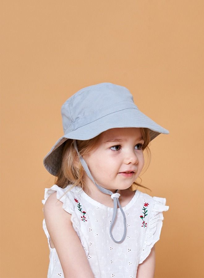 Children's Sun Hat Adjustable Solid Color Sun Visor Quick Drying Beach Hat Grey