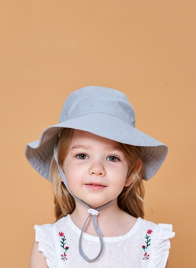 Children's Sun Hat Adjustable Solid Color Sun Visor Quick Drying Beach Hat Grey