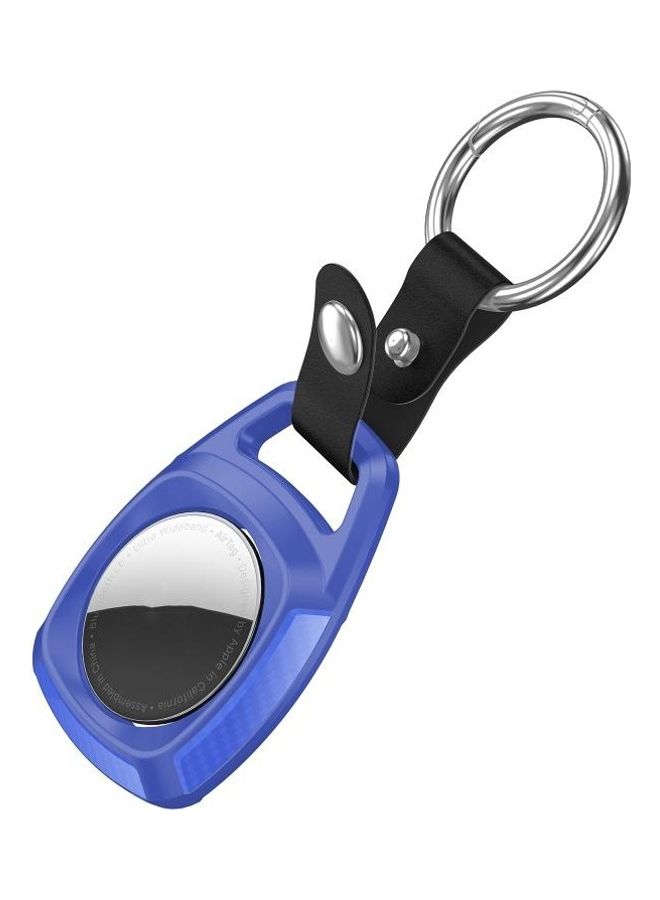 TPU Carbon Fiber Texture Shockproof Case With Keychain For Apple AirTag Royal Blue