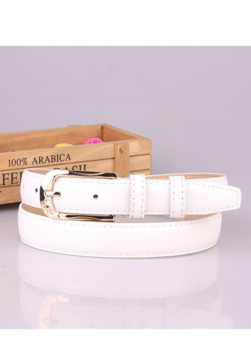 All Kinds Of Women's Pu Leather Pin Buckle Decorative Leisure Belt 105cm White