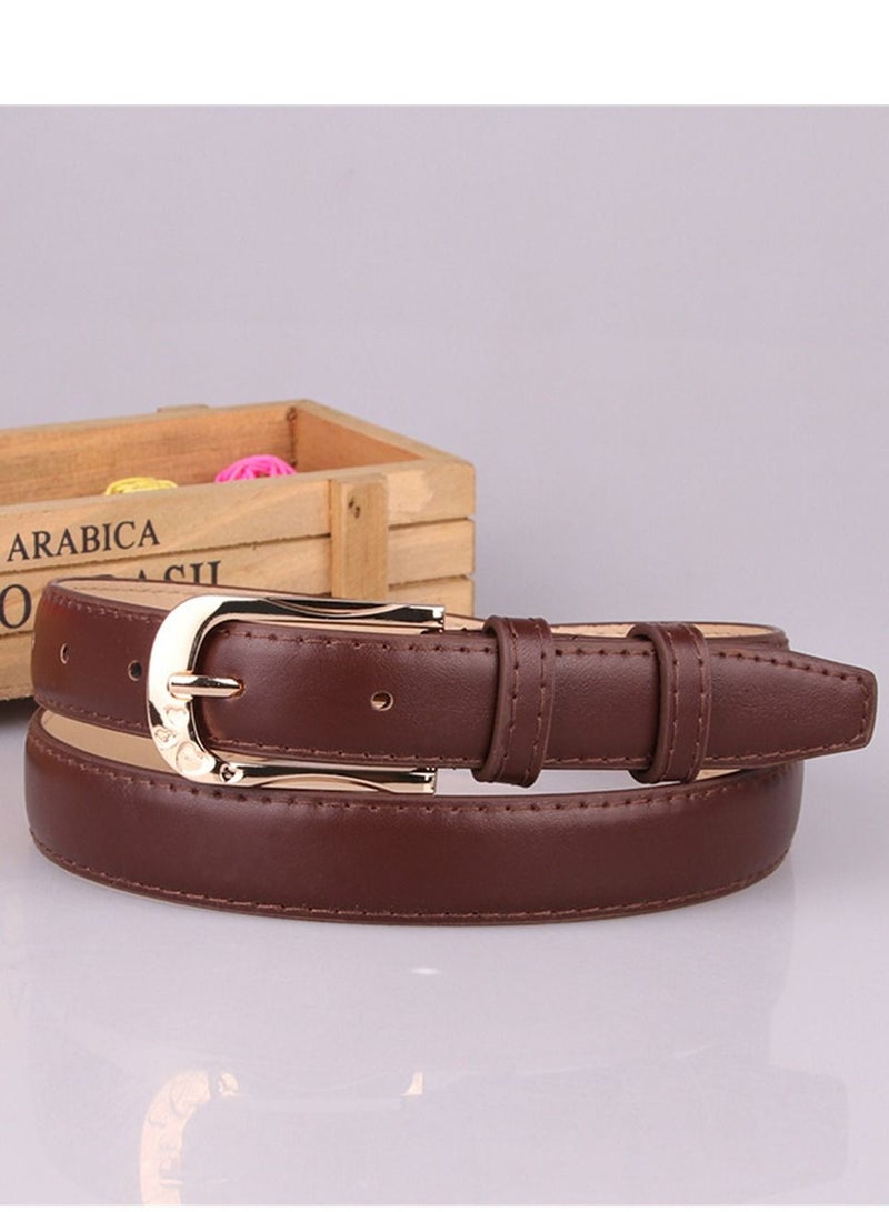 All Kinds Of Women's Pu Leather Pin Buckle Decorative Leisure Belt 105cm Brown