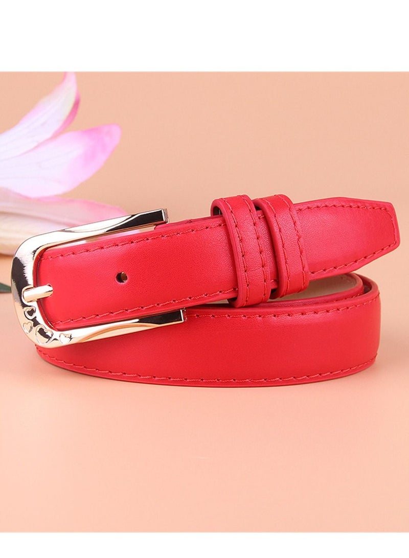 All Kinds Of Women's Pu Leather Pin Buckle Decorative Leisure Belt 105cm Red