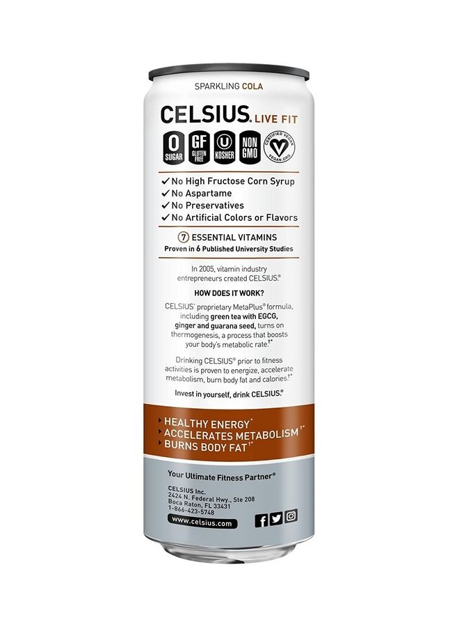 Celsius Sparkling Cola Essential Energy Drink 12 Fl Oz 355mL (Pack of 12)
