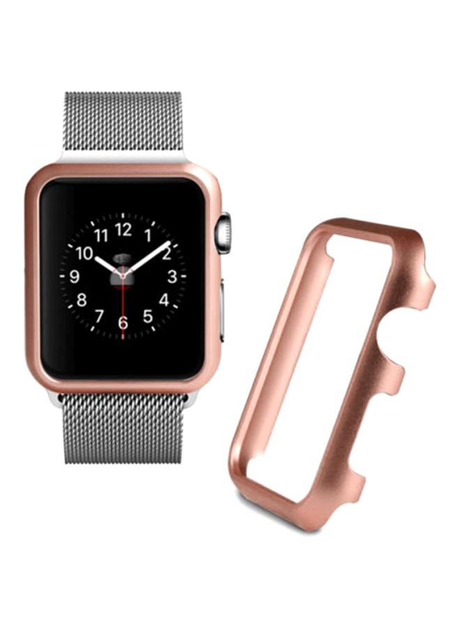 Protective Frame Bumper Case Cover For Apple Watch 1/2/3 38mm Rose Gold/Clear