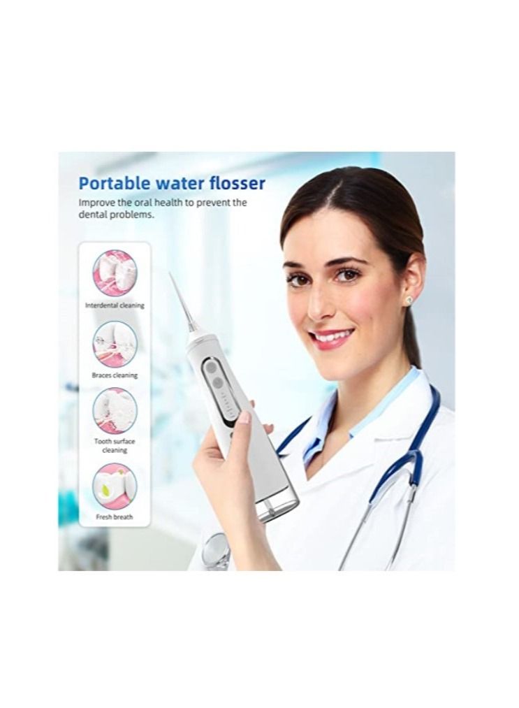 Portable Dental Water Flosser Oral Irrigator White 310ml