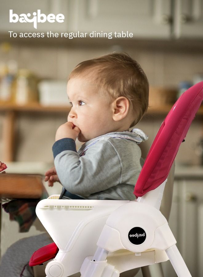 Baybee 2 in 1 Baby High Chair for Kids Feeding with 7 Height Adjustable Recline Footrest Baby Chair Booster Seat with Food Tray Belt Kids High Chair for Baby Boy Girl Red White