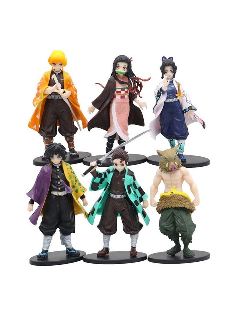 6-Piece Playsets Demon Slayer Action Figure Statue Model Puppet Handicrafts Toys Set 8.5*15*5.5cm