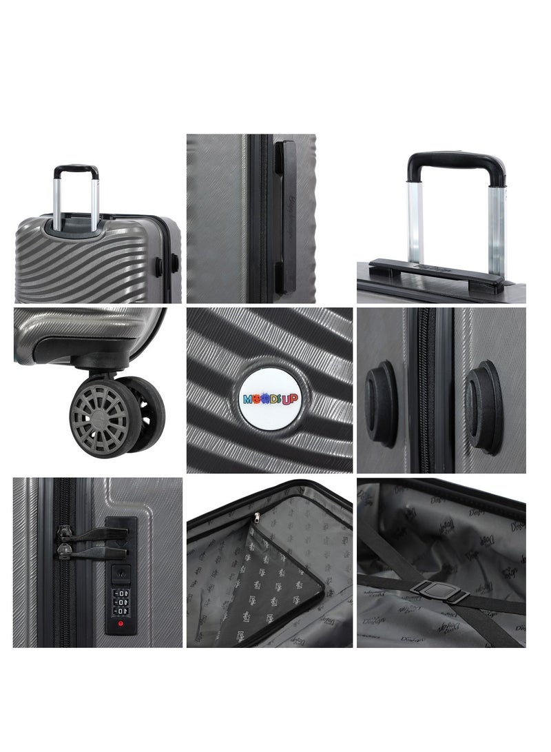 Biggdesign 3 Piece Moods Up Luggage Set with Spinner Wheels Anthracite