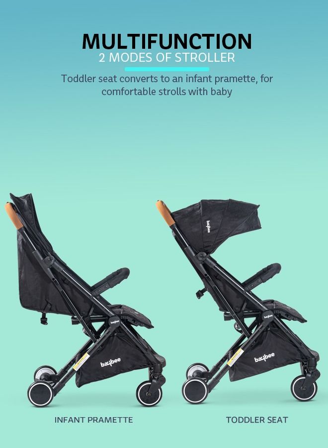Baybee Convertible Baby Pram Stroller with Car Seat Combo Baby Stroller with Metal Frame Bassinet 3 Position Adjustable Seat Canopy Travel System Stroller For Baby Toddlers 0-3 Years Boys Girls Black