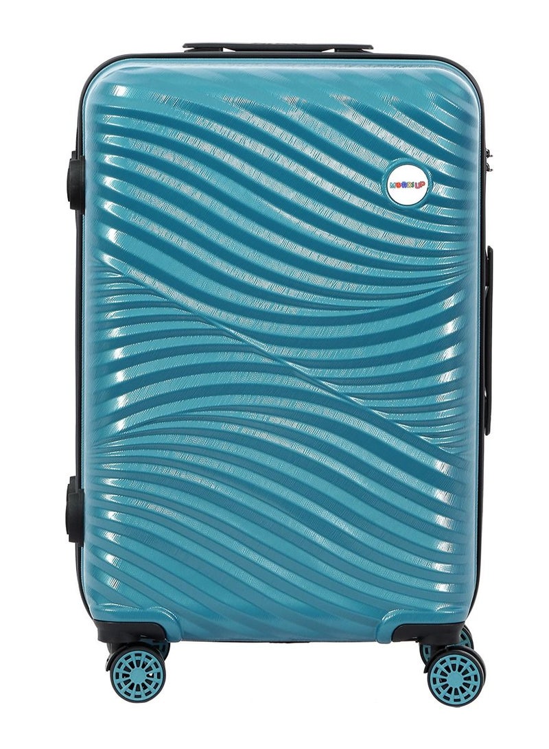 Biggdesign Lightweight Moods Up Carry On Luggage with Spinner Wheel and Lock System Steel Blue 28-Inch