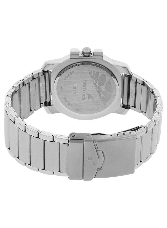 Fastrack Quartz Analog White Dial Stainless Steel Strap Watch for Guys