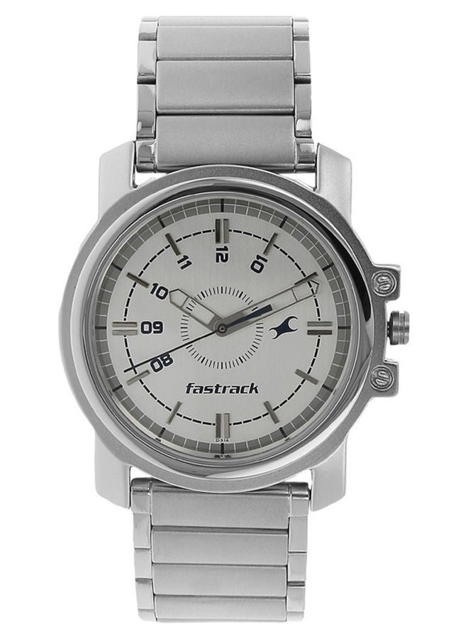 Fastrack Quartz Analog White Dial Stainless Steel Strap Watch for Guys