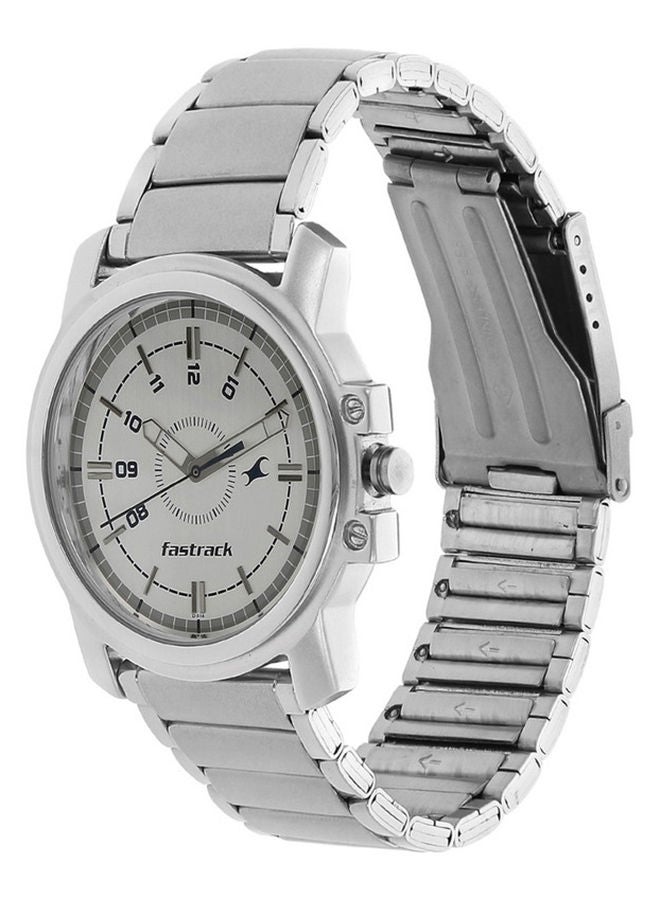 Fastrack Quartz Analog White Dial Stainless Steel Strap Watch for Guys