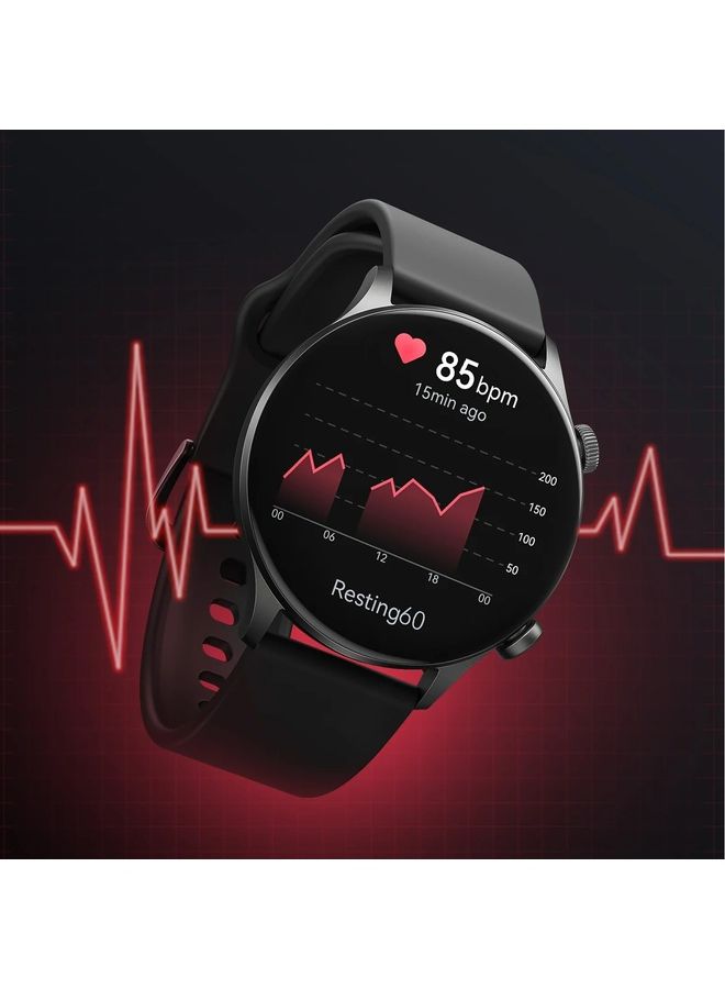 Solar Plus Smartwatch 1.43 inch Amoled HD Display 105 Sport modes Heart Rate monitoring SpO2 with Bluetooth Calling Black