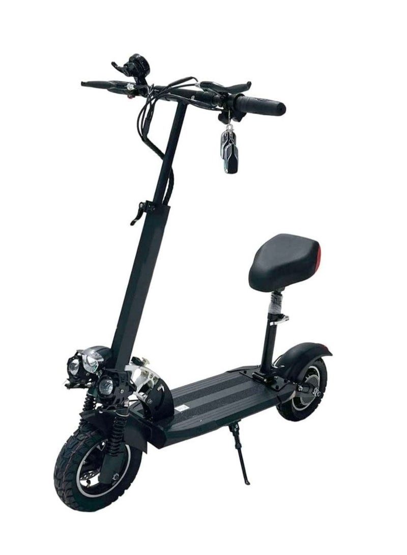 Electric Scooter E10 3 Lights Upgraded Version 65KM Battery 48 13AH Motor 1200W Extra Smooth Black
