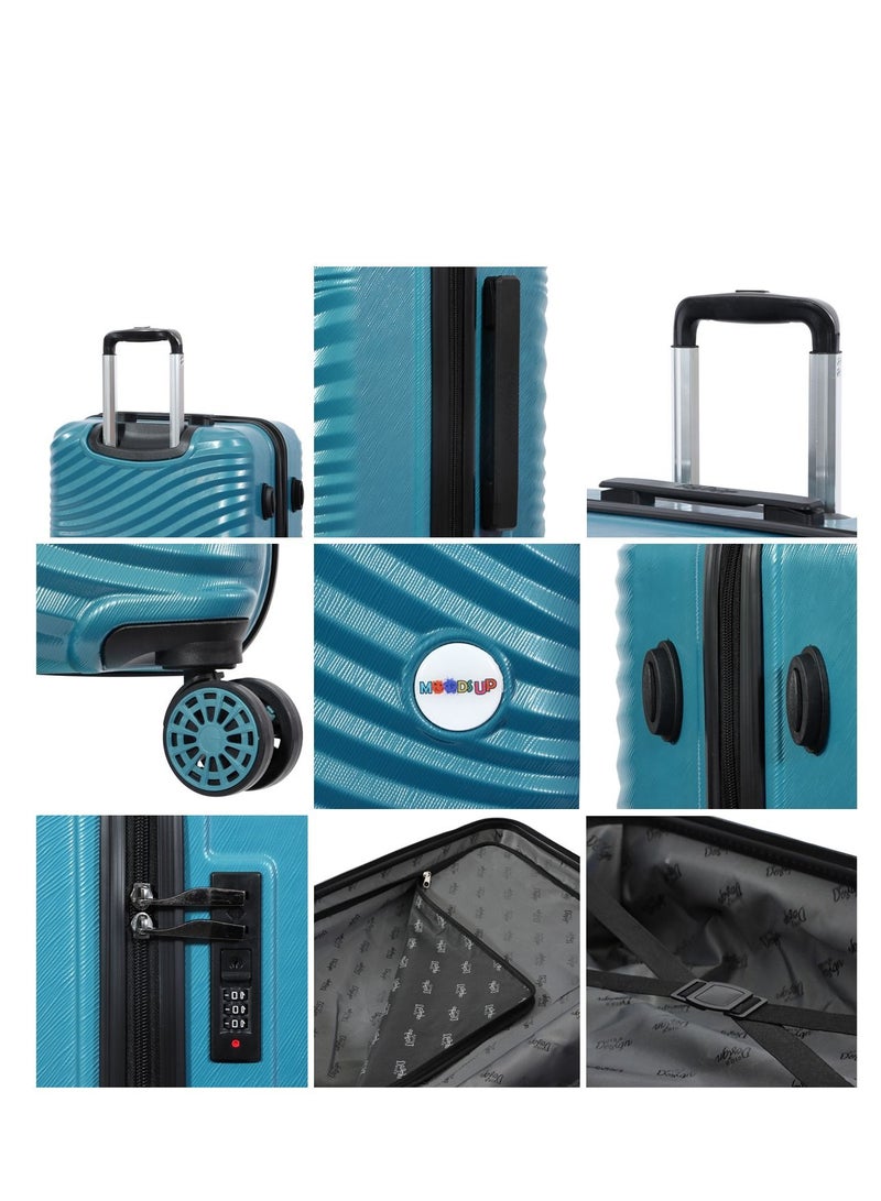 Biggdesign 3 Piece Moods Up Luggage Set with Spinner Wheels Steel Blue