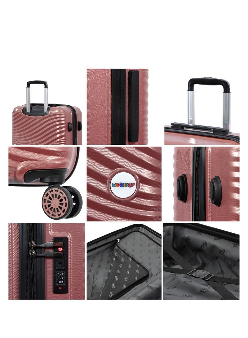 Biggdesign 3 Piece Moods Up Luggage Set with Spinner Wheels Rose Gold