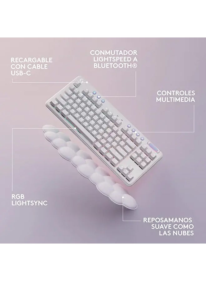 G715 Wireless Mechanical Gaming Keyboard, With Lightsync RGB, Lightspeed, GX Brown Tactile Switch, Keyboard Palm Rest, PC/Mac Compatible, English US Layout, White Mist | 920-010465