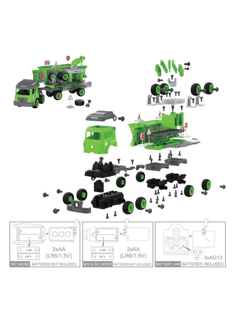 Little Story - Kids Toy Sanitation Truck wt 2 Mini Truck - Green