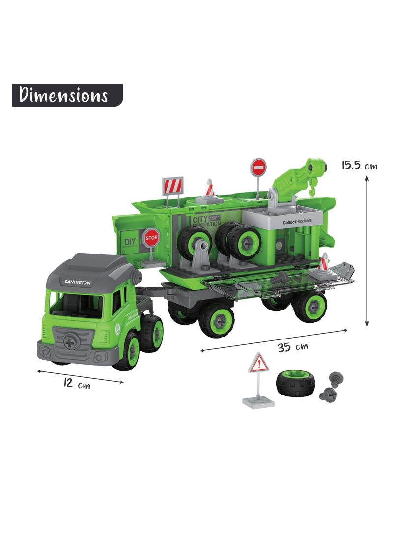Little Story - Kids Toy Sanitation Truck wt 2 Mini Truck - Green