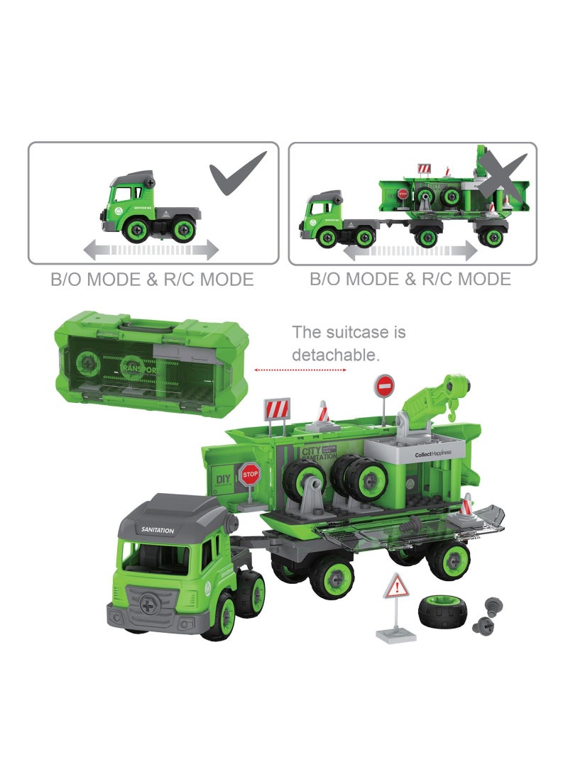 Little Story - Kids Toy Sanitation Truck wt 2 Mini Truck - Green