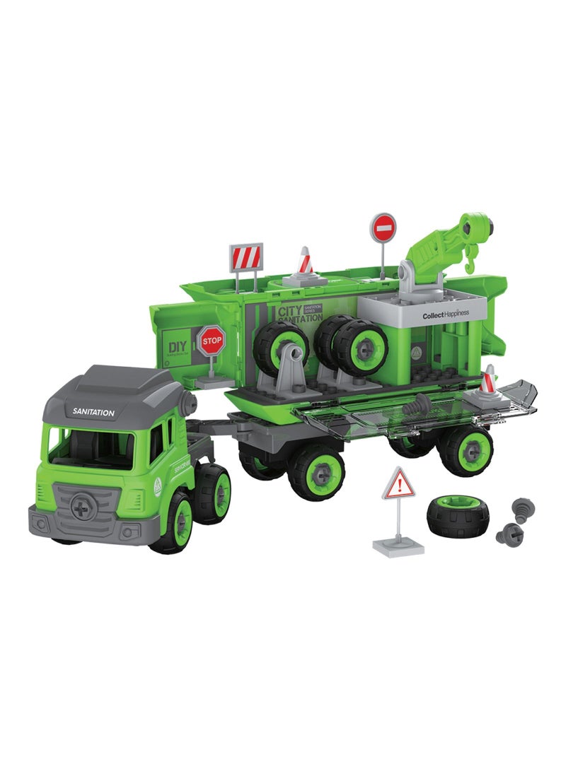 Little Story - Kids Toy Sanitation Truck wt 2 Mini Truck - Green