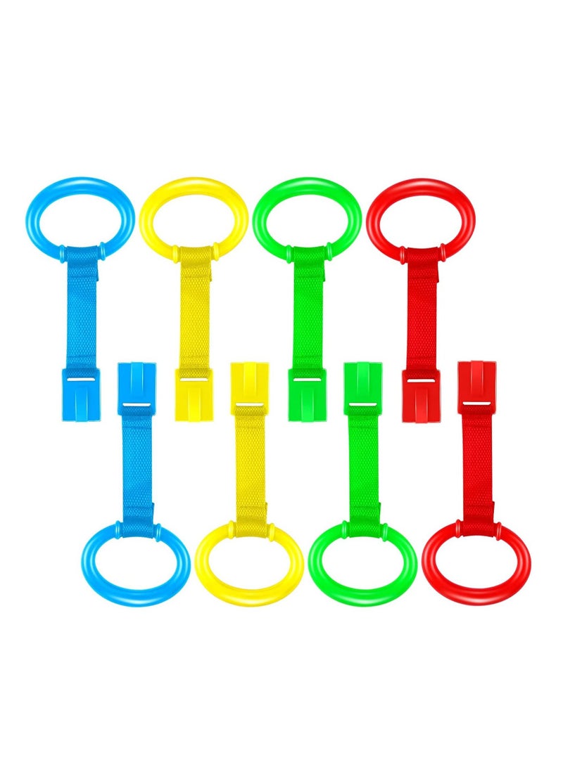 Baby Crib Pull Ring Baby Walking Exercises Assistant Rings Bed Stand Up Ring Hanging Ring Crib Pull Rings for Playpen Play Gym Cot Ring for Baby Toddler 8 Pieces