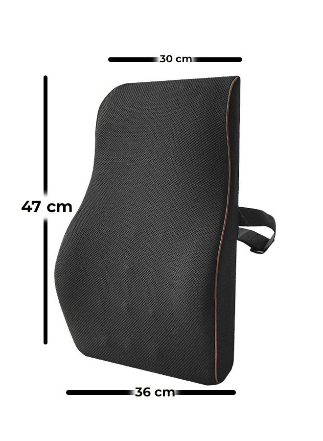 Lumbar Support Pillow for Office Chair Memory Foam Back Cushion for Back Pain Relief Improve Posture Large Back Pillow for Car, Computer Chair, Recliner Breathable Mesh Cover Double Adjustable Straps