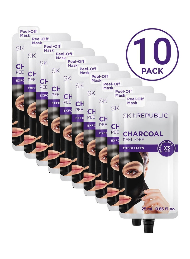 Charcoal Peel-Off Mask (30 Applications) – Deep Cleansing Face Mask with Green Tea & Lemon, Removes Blackheads & Dirt, Exfoliates, Brightens, Refines Pores, Clears Skin & Enhances Complexion