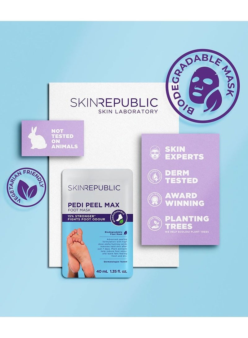Pedi Peel Foot Mask (10 Pairs) – Exfoliating Foot Mask with AHA, Tannic Acid & Ginkgo Biloba, Removes Hard Skin, Cracked Heels & Calluses in 7 Days, Fights Odour, Smooths & Repairs Skin