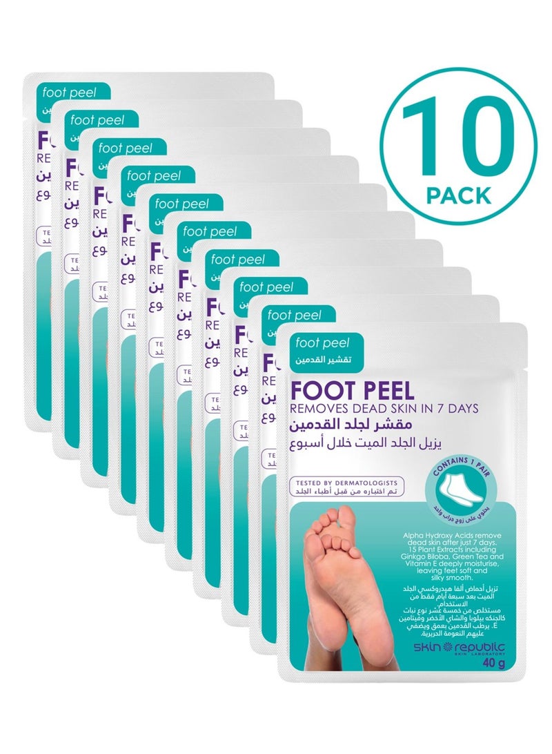 Foot Peel Mask (10 Pairs) – Exfoliating Foot Mask with AHA, Ginkgo Biloba & Vitamin E, Removes Dead Skin, Repairs Cracked Heels, Softens Calluses, Smooths & Hydrates Dry & Rough Feet