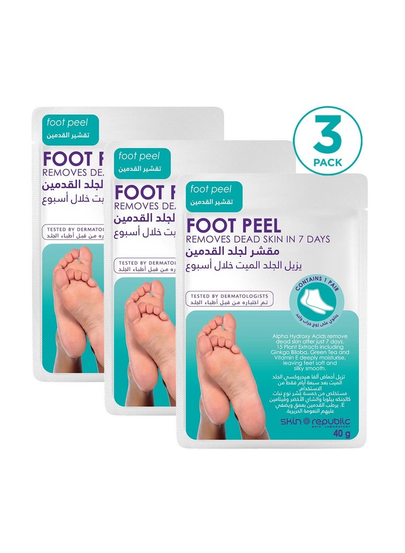Foot Peel Mask (3 Pairs) – Exfoliating Foot Mask with AHA, Ginkgo Biloba & Vitamin E, Removes Dead Skin, Repairs Cracked Heels, Softens Calluses, Smooths & Hydrates Dry & Rough Feet