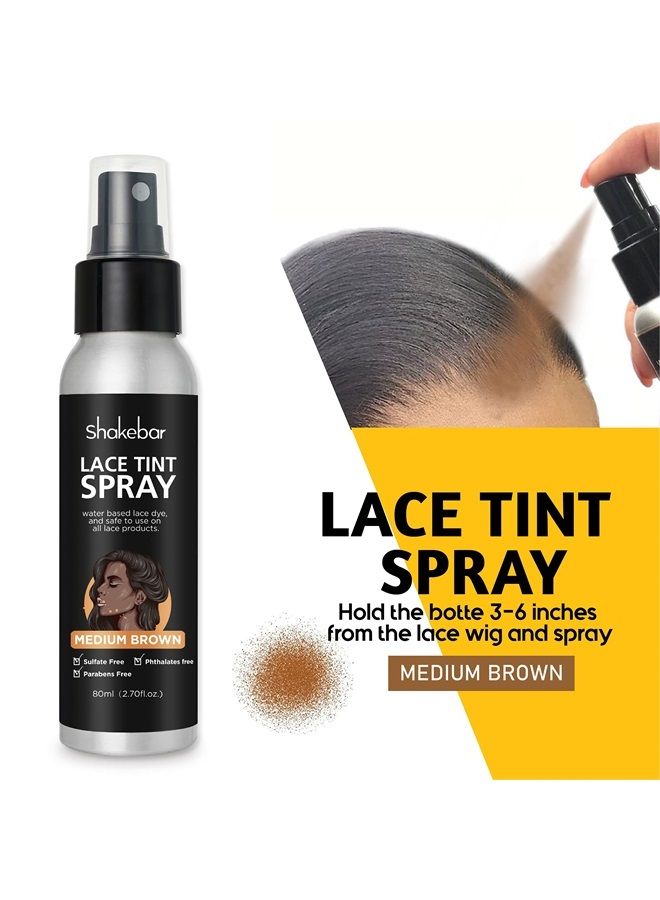 Lace Tint Spray, 2.7 Fl Oz Lace Tint Spray for Wigs (Medium Brown)