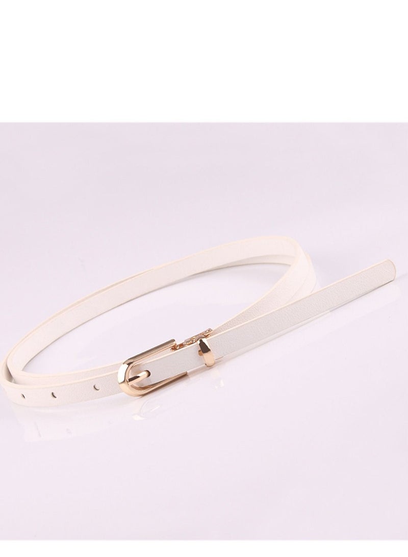 Dress With Sweater Thin Belt Women's Versatile Needle Button PU Small Belt 105cm Beige